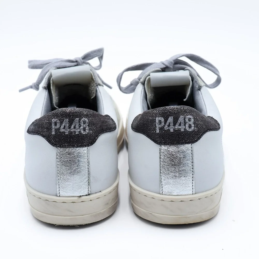 P448 Women's EU 43 US 11.5 White Grey Leather Suede John Low Top Sneakers Italy